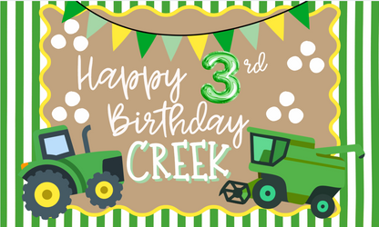 Big Green Tractor Birthday Banner